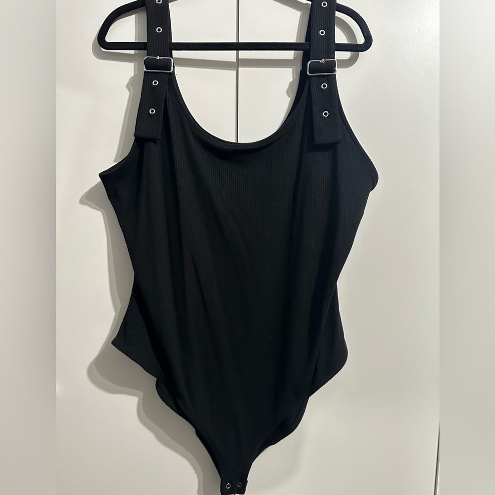 Ribbed Buckle Strap Bodysuit